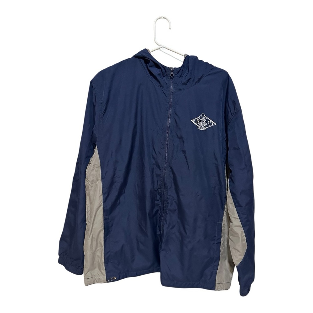 Vintage 1971 Disney ParkWindbreaker Jacket Adult Large Blue Gray Full Zip Hooded